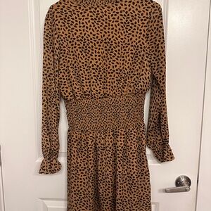She + Sky Leopard Print Smocked Dress